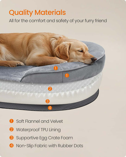 Dog Bed Orthopaedic Dog Sofa 91 x 68 x 18 cm Light Grey - image 11