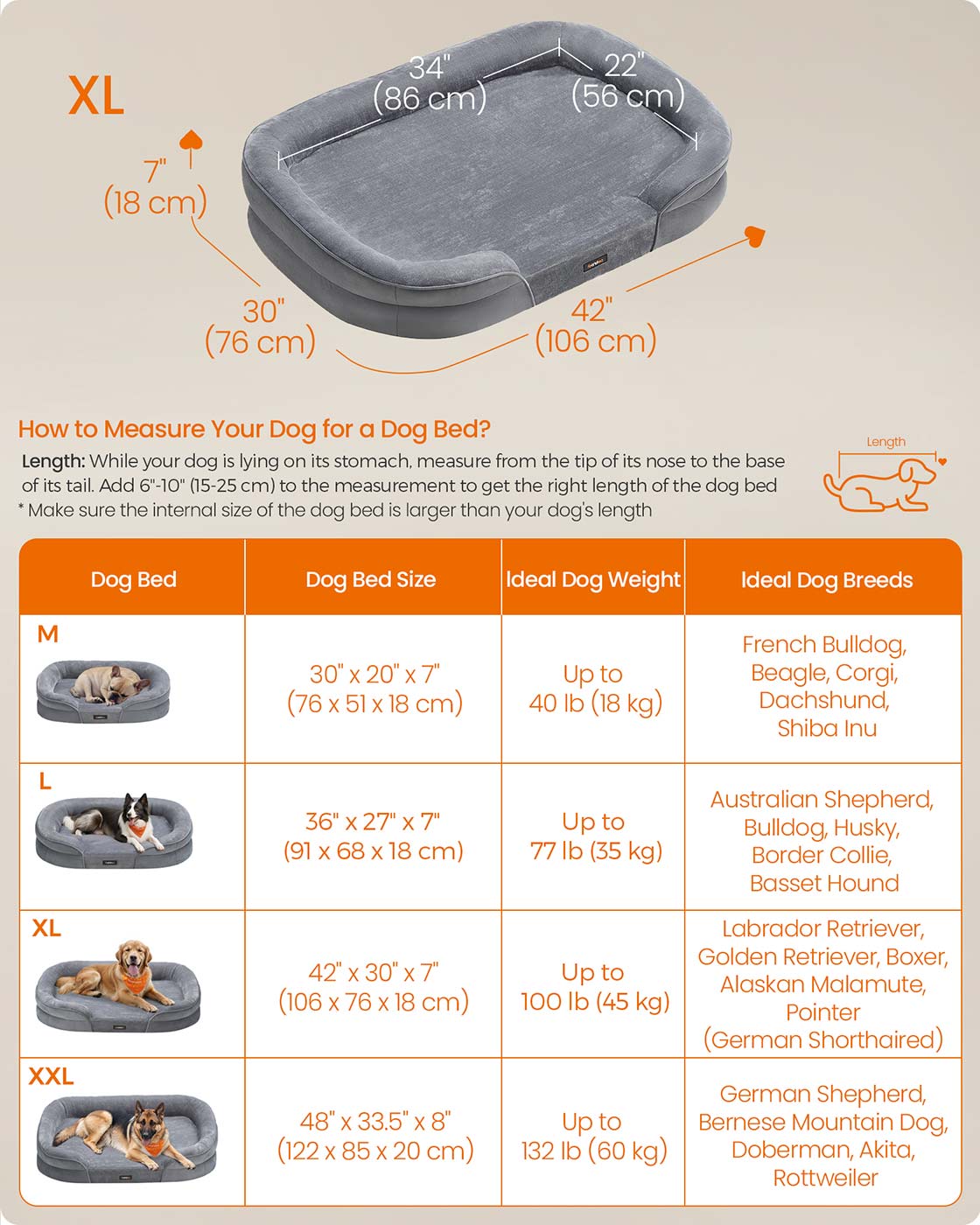Dog Bed Orthopaedic Dog Sofa 91 x 68 x 18 cm Light Grey - image 12