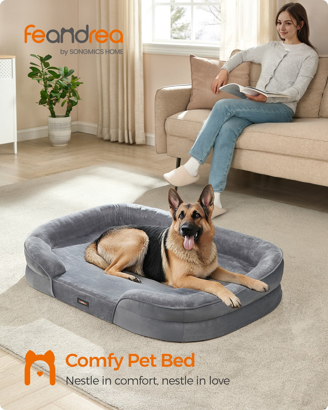Dog Bed Orthopaedic Dog Sofa 91 x 68 x 18 cm Light Grey - image 20