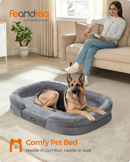 Dog Bed Orthopaedic Dog Sofa 106 x 76 x 18 cm Light Grey - image 8