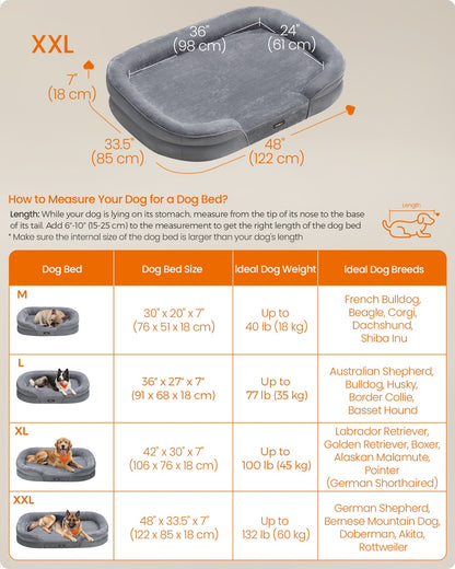 Dog Bed Orthopaedic Dog Sofa 91 x 68 x 18 cm Light Grey - image 24