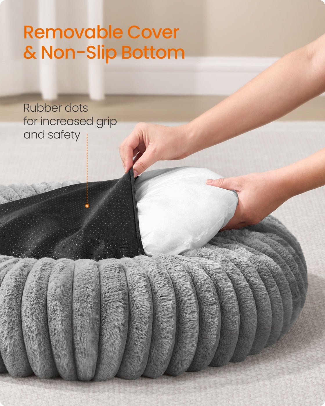 Dog Bed Small Cat Bed with Soft Padding 50 cm Dove Grey - image 5