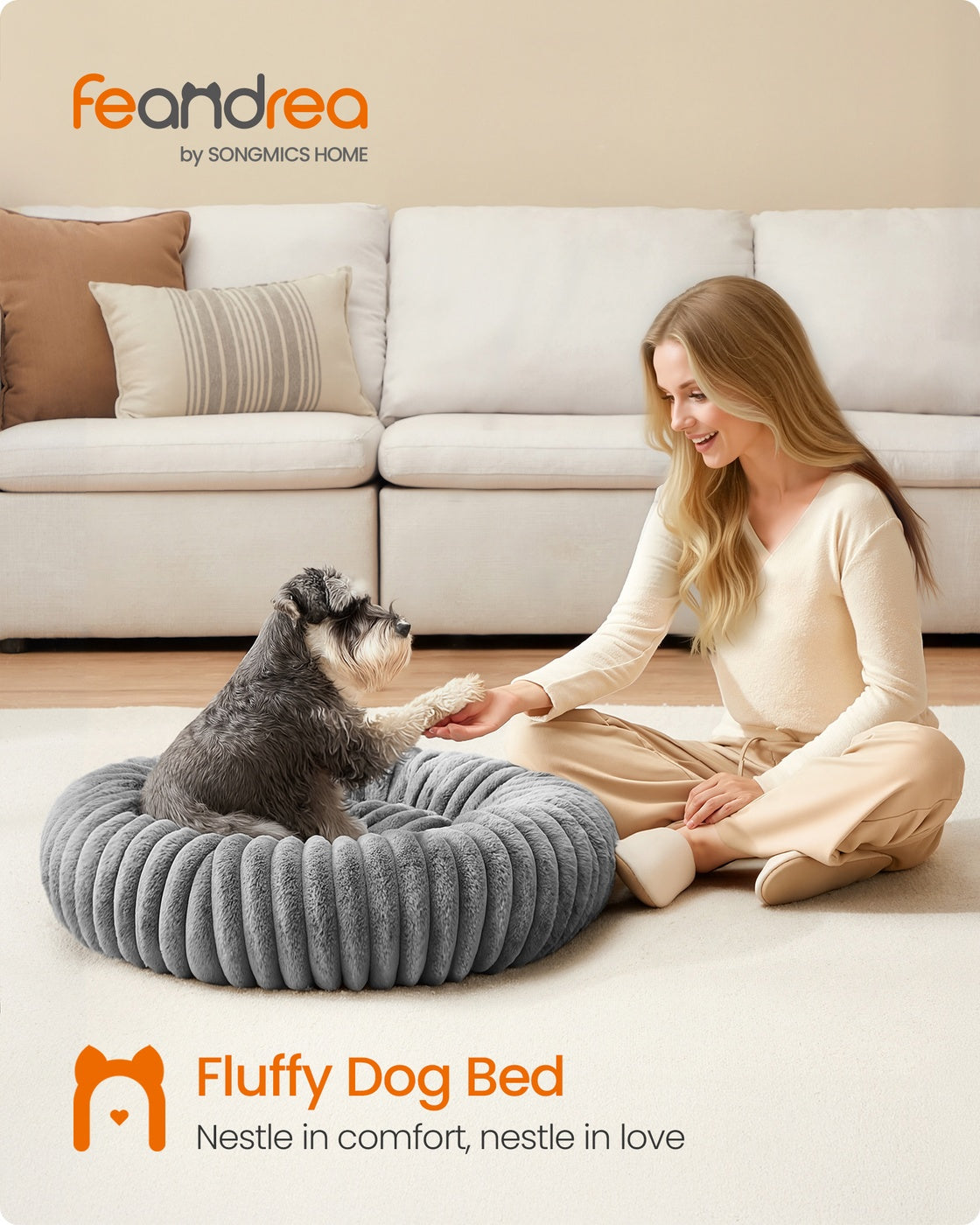 Dog Bed Small Cat Bed with Soft Padding 50 cm Dove Grey - image 14