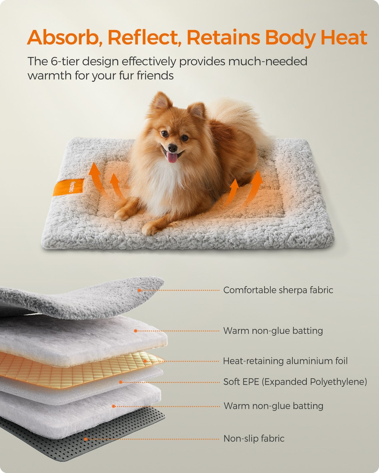 60 x 45 cm Warm Dog Cat Bed Dove Grey - image 3