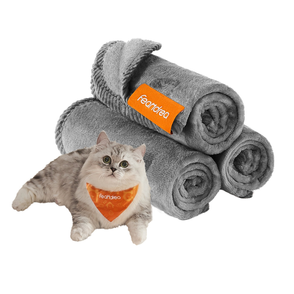 Pack of 3 Flannel Pet Blankets 60 x 40 cm Slate Grey - image 1