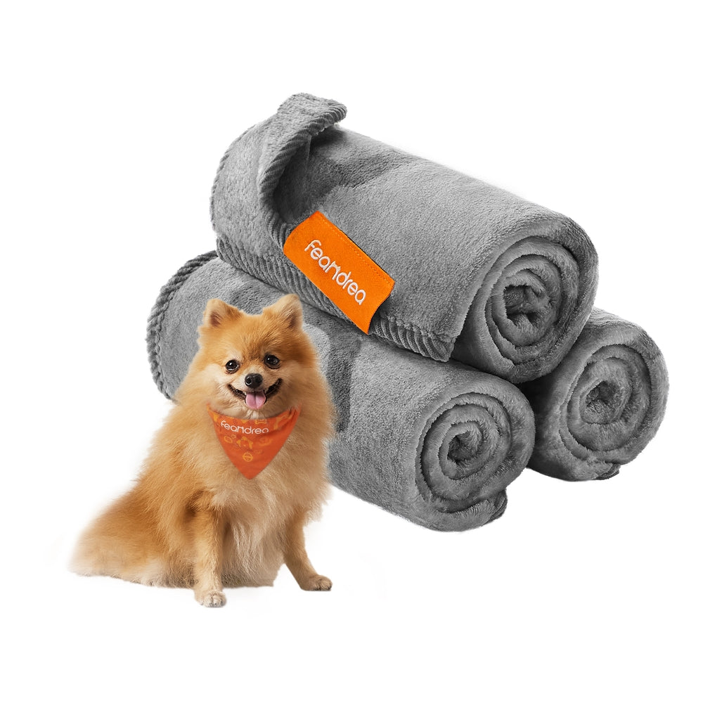 Pack of 3 Flannel Pet Blankets 60 x 40 cm Slate Grey - image 8