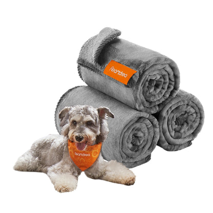 Pack of 3 Flannel Pet Blankets 102 x 73 cm Slate Grey - image 1