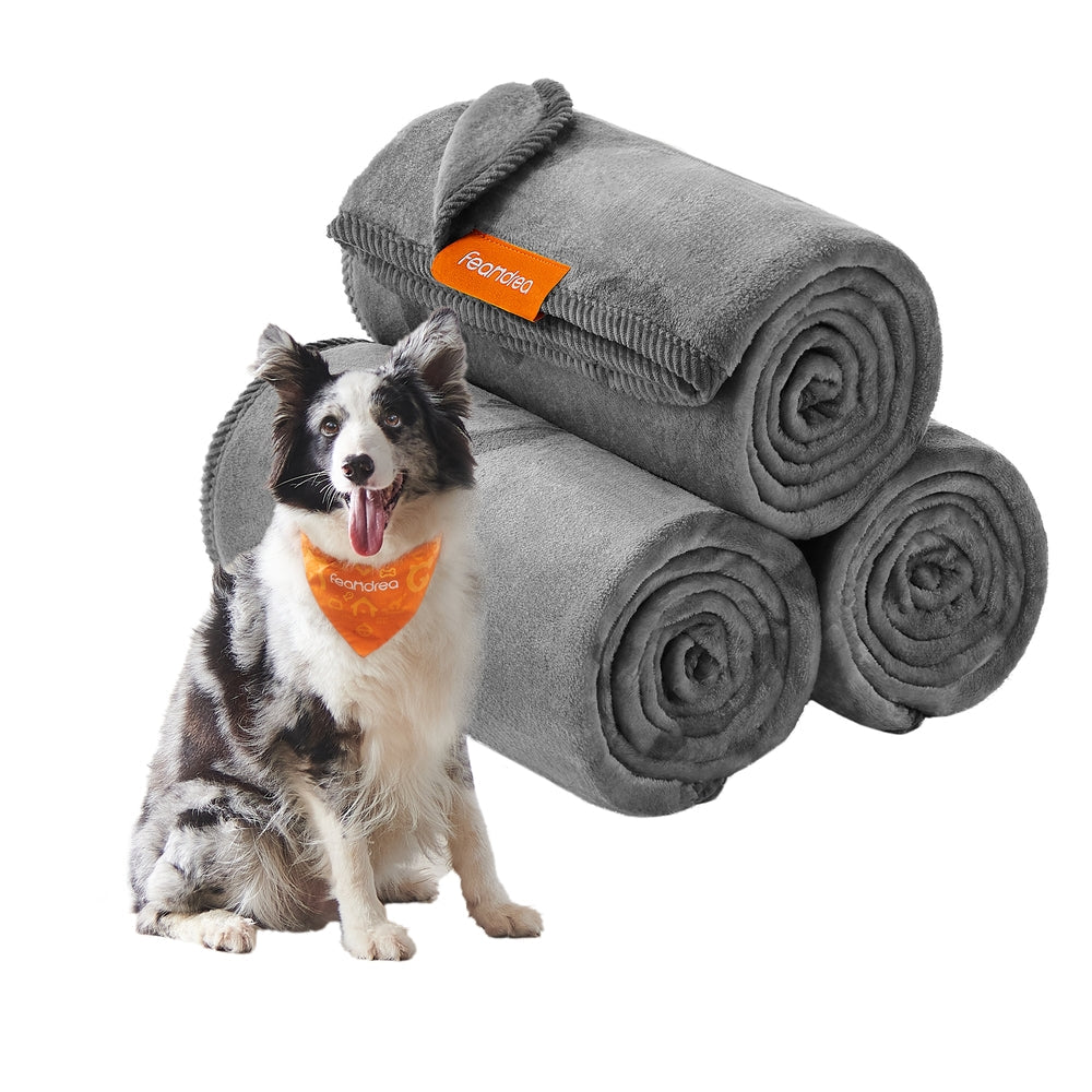 Pack of 3 Flannel Pet Blankets 60 x 40 cm Slate Grey - image 22