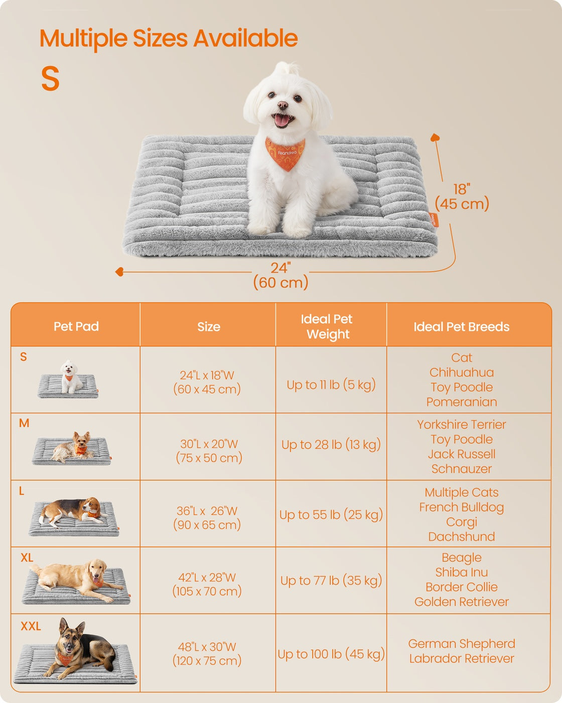 Dog Bed Mat 60 x 45 cm Pet Blanket for Dogs and Cats Dove Grey - image 6