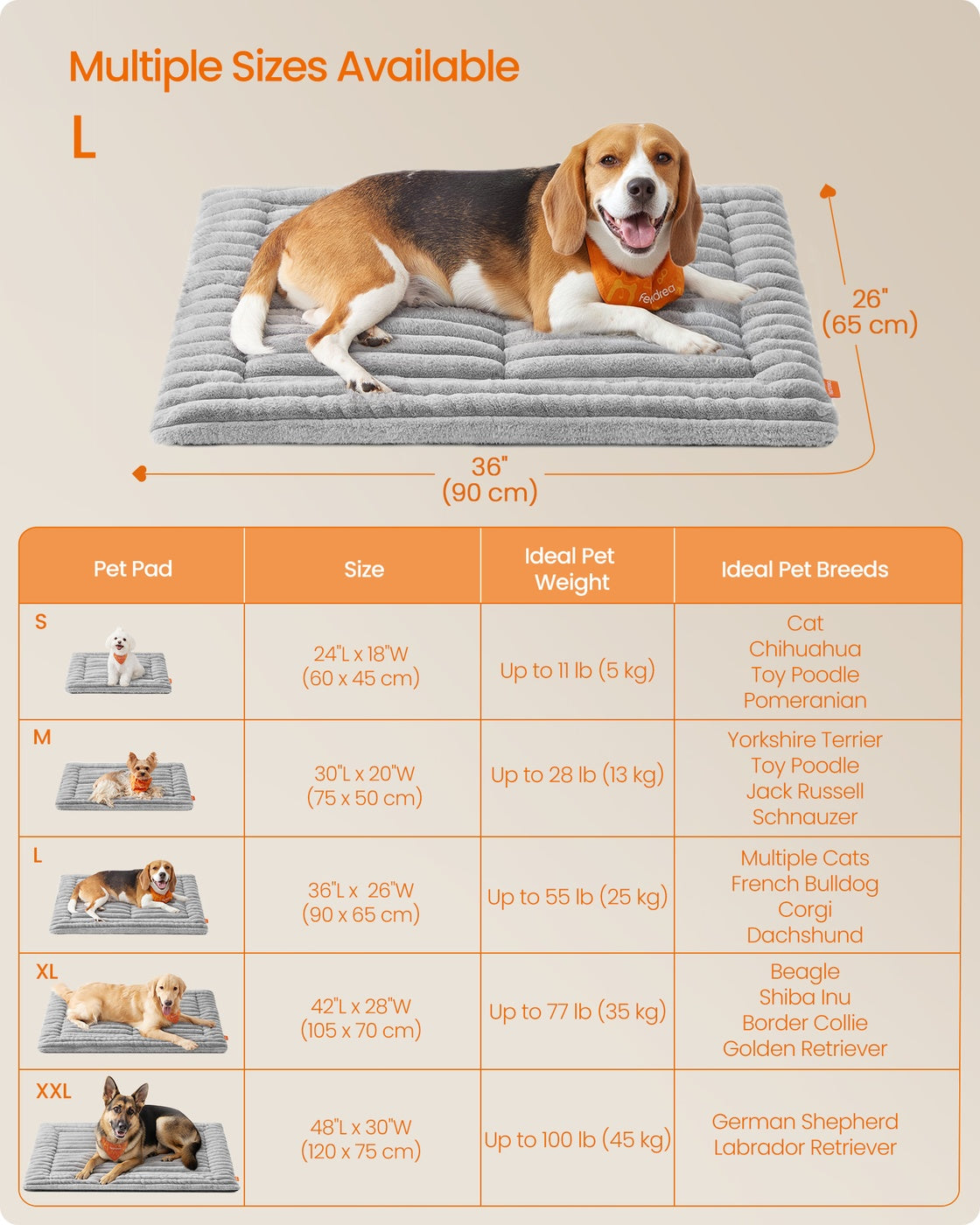 Dog Bed Mat 60 x 45 cm Pet Blanket for Dogs and Cats Dove Grey - image 12