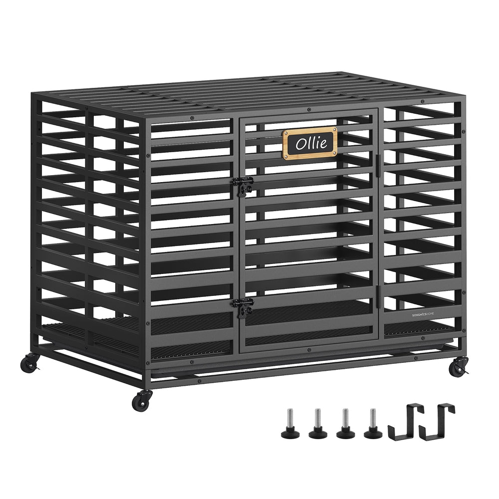 Heavy-Duty Dog Crate Cage for Large Dogs 107 x 70 x 82.5 cm Ink Black - image 1