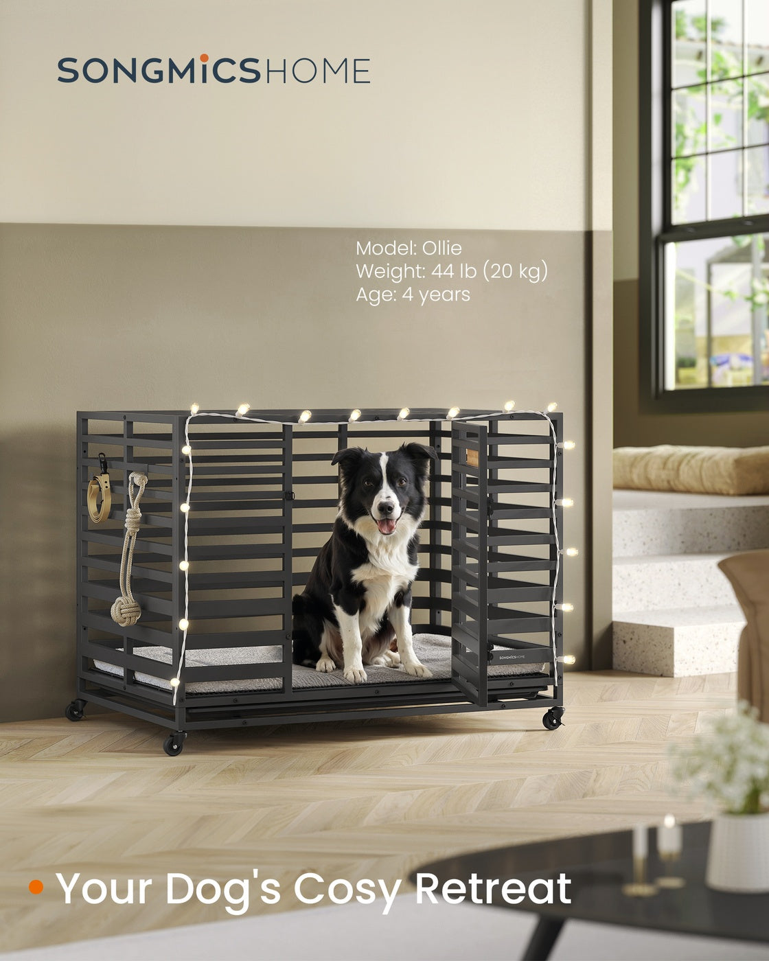 Heavy-Duty Dog Crate Cage for Large Dogs 107 x 70 x 82.5 cm Ink Black - image 2