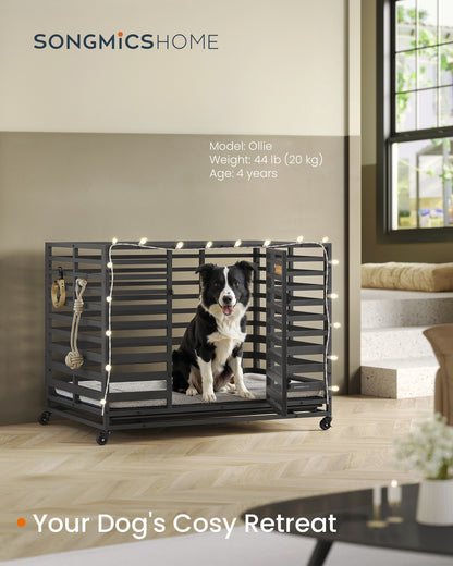 Heavy-Duty Dog Crate Cage for Large Dogs 107 x 70 x 82.5 cm Ink Black - image 2