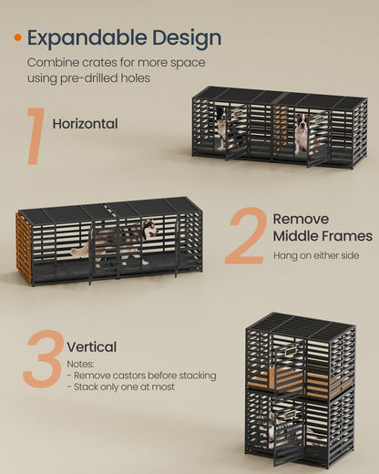 Heavy-Duty Dog Crate Cage for Large Dogs 107 x 70 x 82.5 cm Ink Black - image 4