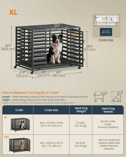 Heavy-Duty Dog Crate Cage for Large Dogs 107 x 70 x 82.5 cm Ink Black - image 5