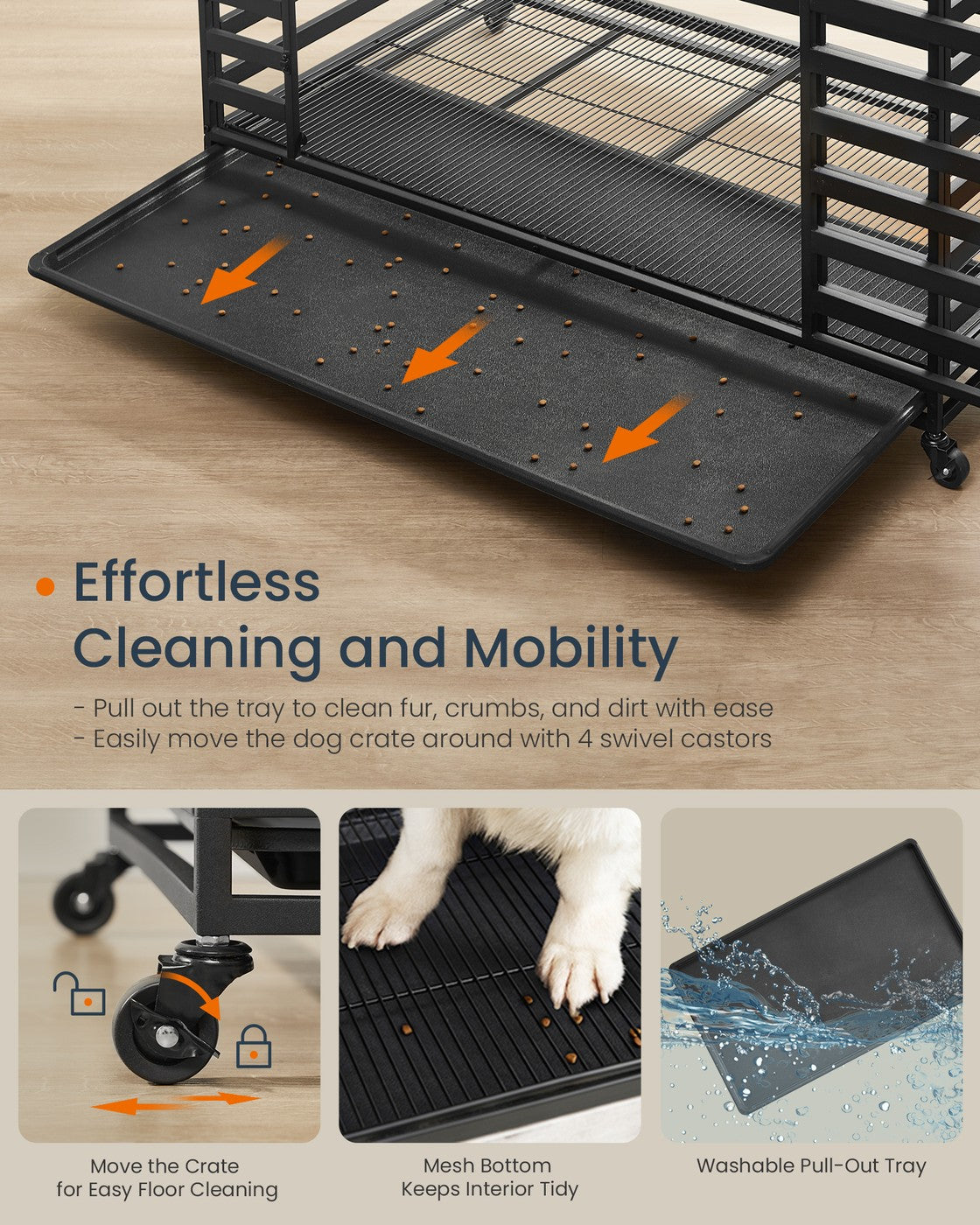Heavy-Duty Dog Crate Cage for Large Dogs 107 x 70 x 82.5 cm Ink Black - image 6