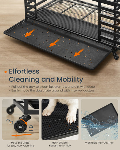 Heavy-Duty Dog Crate Cage for Large Dogs 107 x 70 x 82.5 cm Ink Black - image 6