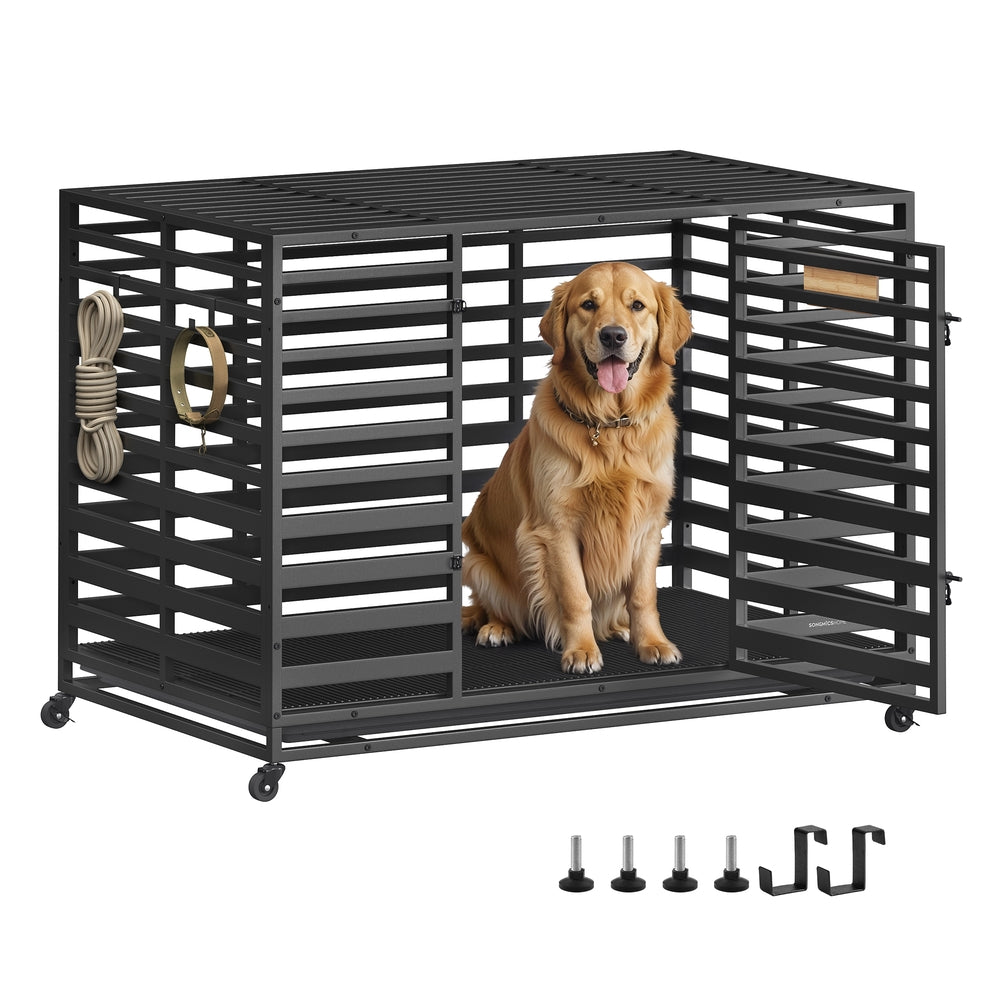 Heavy-Duty Dog Crate Cage for Large Dogs 107 x 70 x 82.5 cm Ink Black - image 7