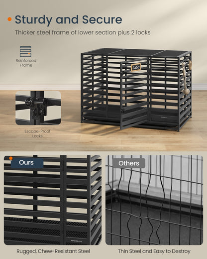 Heavy-Duty Dog Crate Cage for Large Dogs 107 x 70 x 82.5 cm Ink Black - image 9