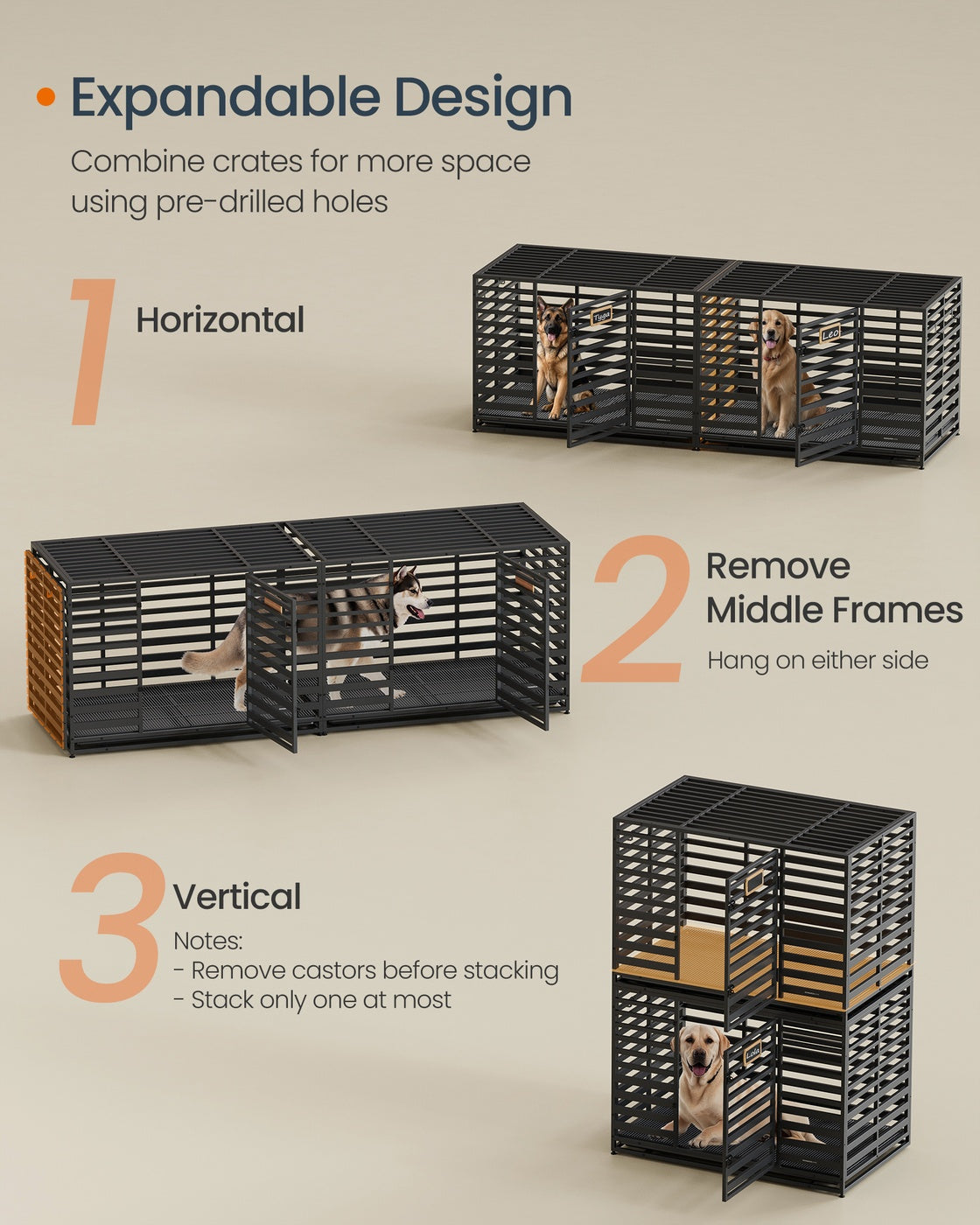 Heavy-Duty Dog Crate Cage for Large Dogs 107 x 70 x 82.5 cm Ink Black - image 10