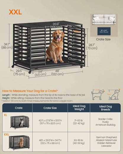 Heavy-Duty Dog Crate Cage for Large Dogs 107 x 70 x 82.5 cm Ink Black - image 11