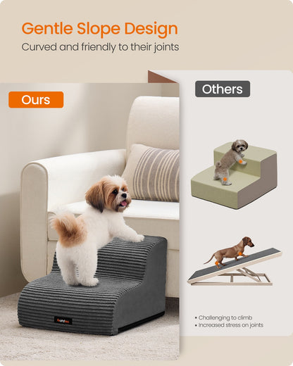 2-Step Dog Stairs Corduroy Dog Steps for Bed Slate Grey - image 3