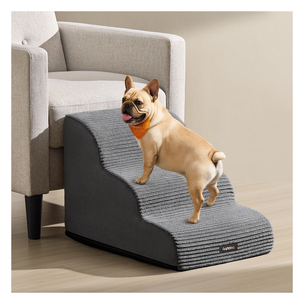 3-Step Dog Stairs Dog Steps for Bed Slate Grey - image 1
