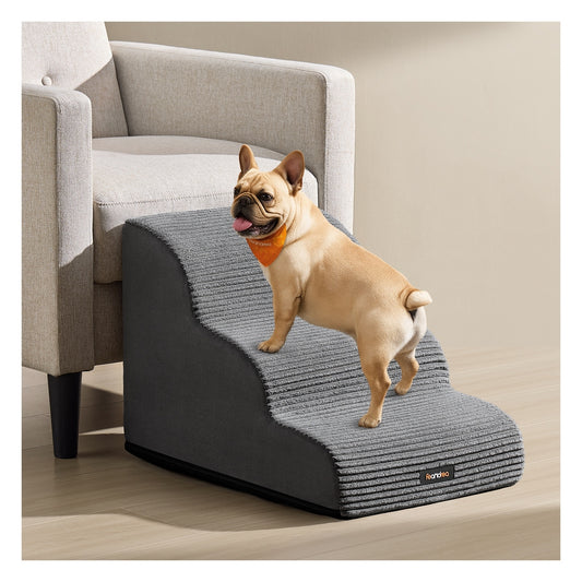 3-Step Dog Stairs Dog Steps for Bed Slate Grey - image 1