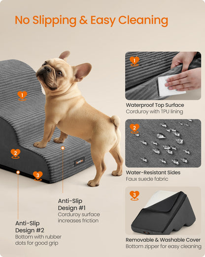 3-Step Dog Stairs Dog Steps for Bed Slate Grey - image 5
