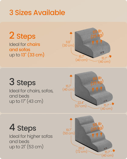 2-Step Dog Stairs Waffle-Patterned Corduroy Dog Steps for Bed Dove Grey - image 6