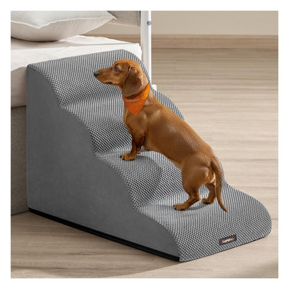 2-Step Dog Stairs Waffle-Patterned Corduroy Dog Steps for Bed Dove Grey - image 13
