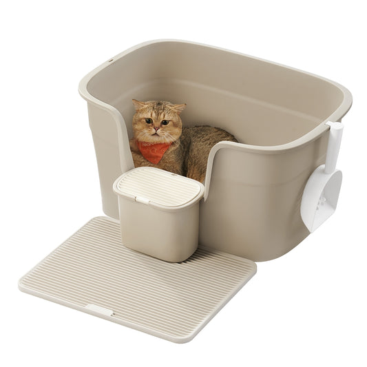 Cat Litter Box with Hide Sides Cappuccino - image 1