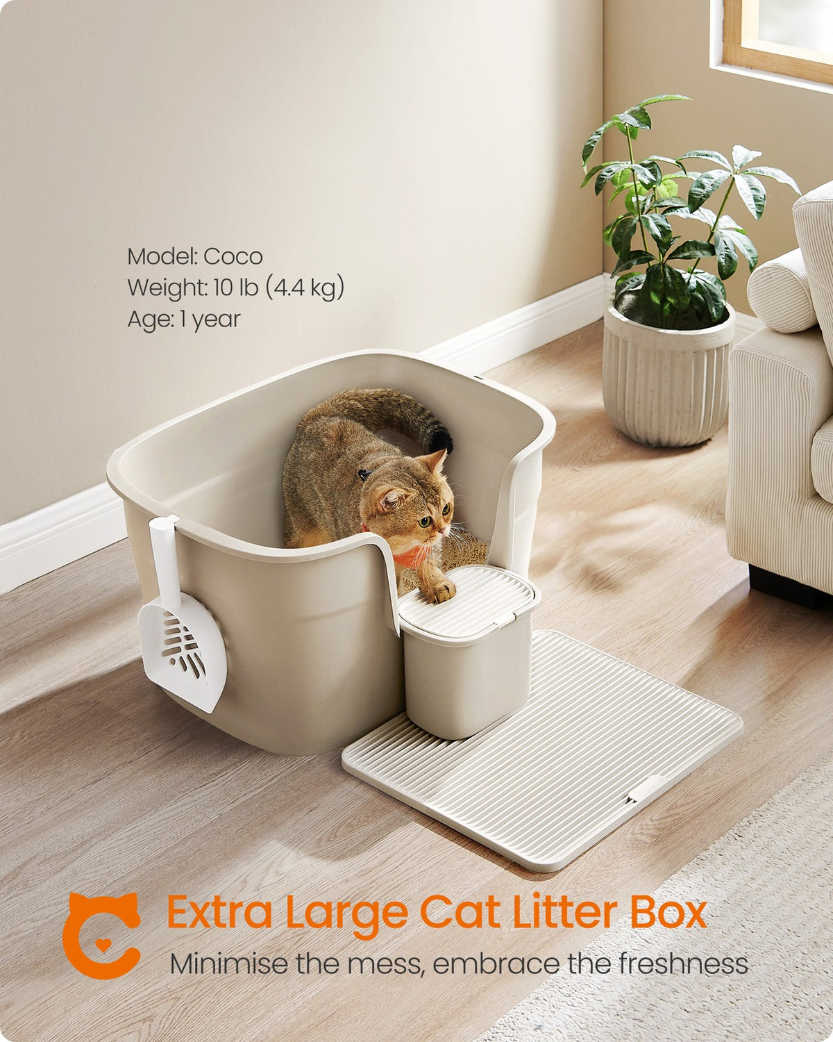 Cat Litter Box with Hide Sides Cappuccino - image 2