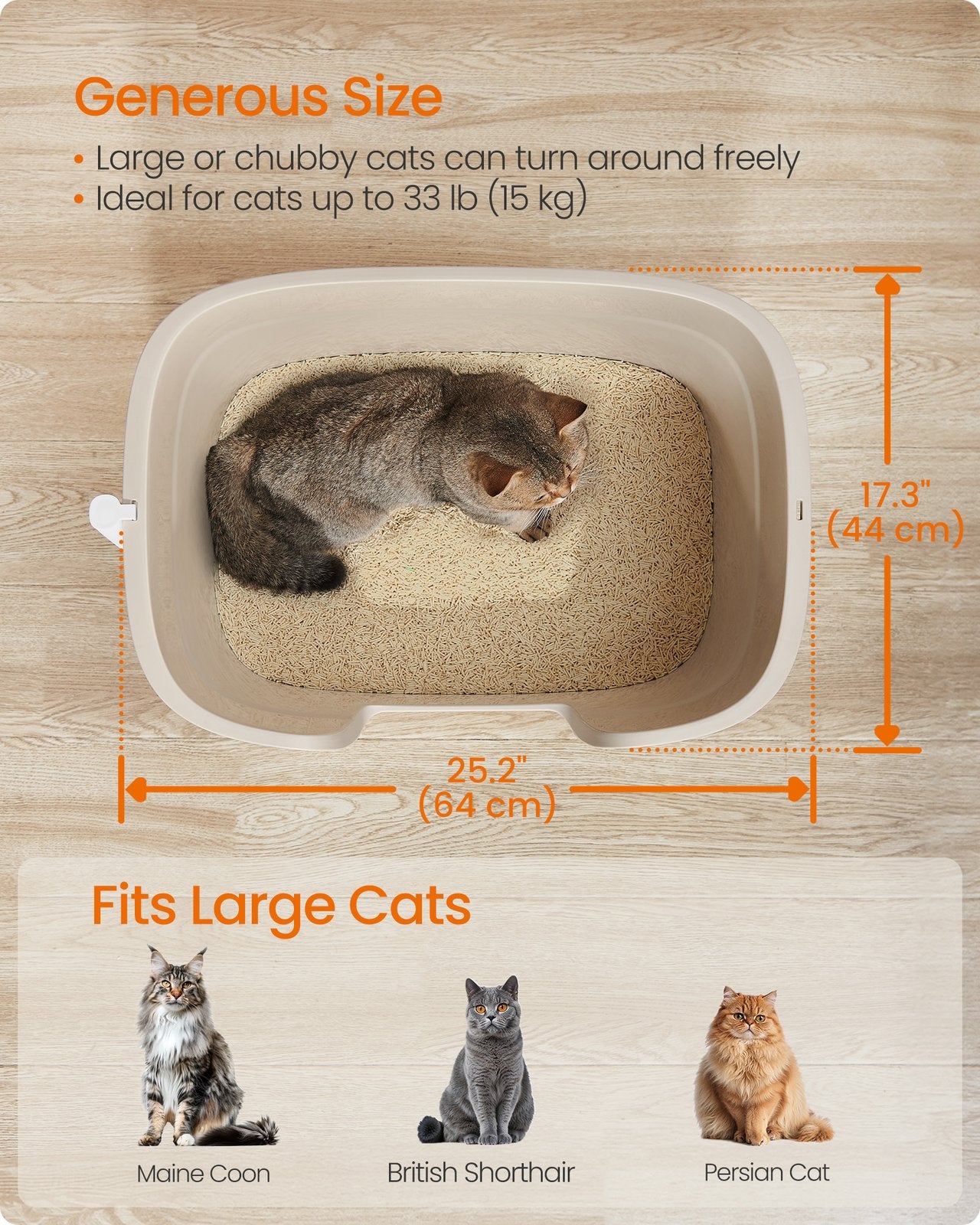 Cat Litter Box with Hide Sides Cappuccino - image 3