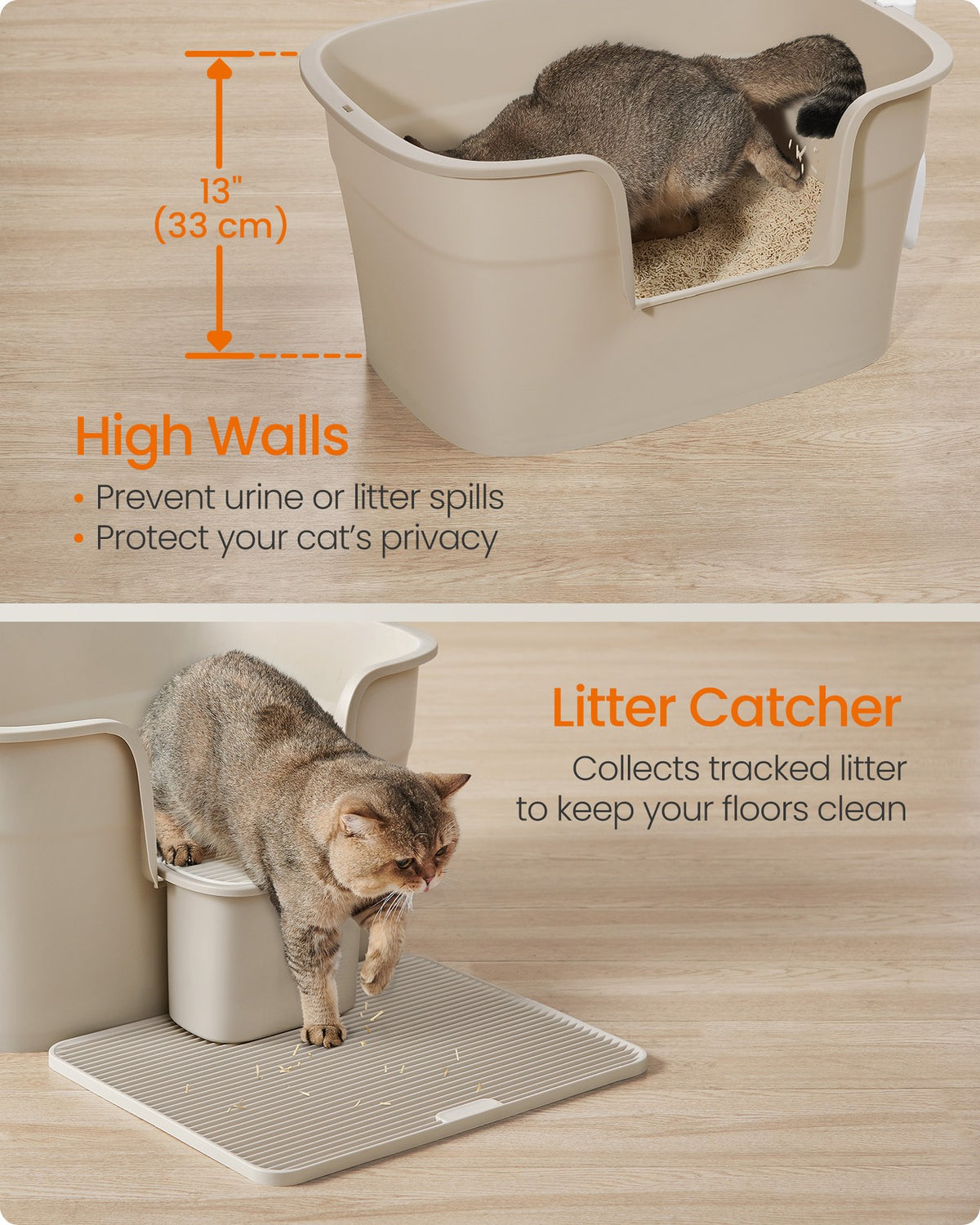 Cat Litter Box with Hide Sides Cappuccino - image 5