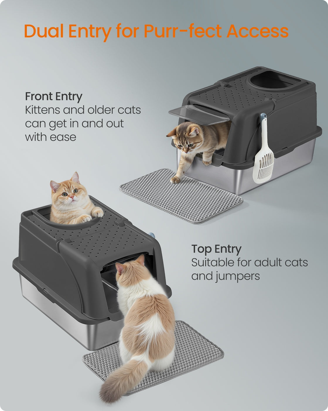 Stainless Steel Cat Litter Box with Flip Lid Ink Black - image 5
