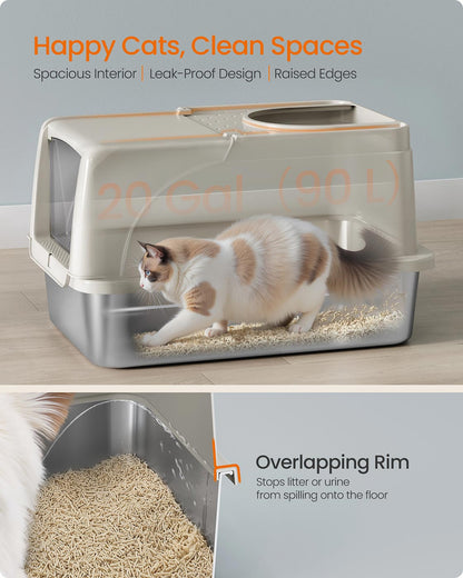 Stainless Steel Cat Litter Box with Flip Lid XL for Cats up to 15 kg Dove Grey - image 10