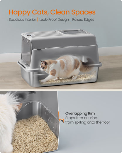 Stainless Steel Cat Litter Box with Flip Lid 2 Doors for Cats up to 15 kg Light Grey - image 11