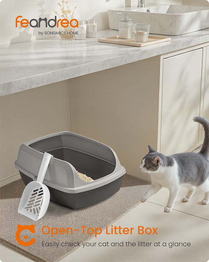High sided open litter box with scoop for large cats and kittens - image 2