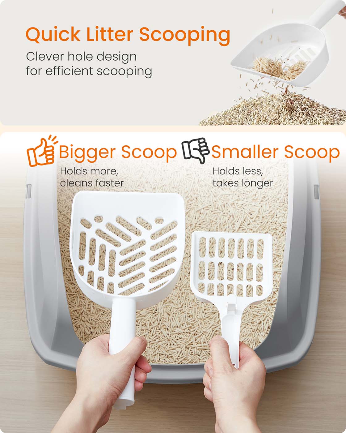 High sided open litter box with scoop for large cats and kittens - image 5