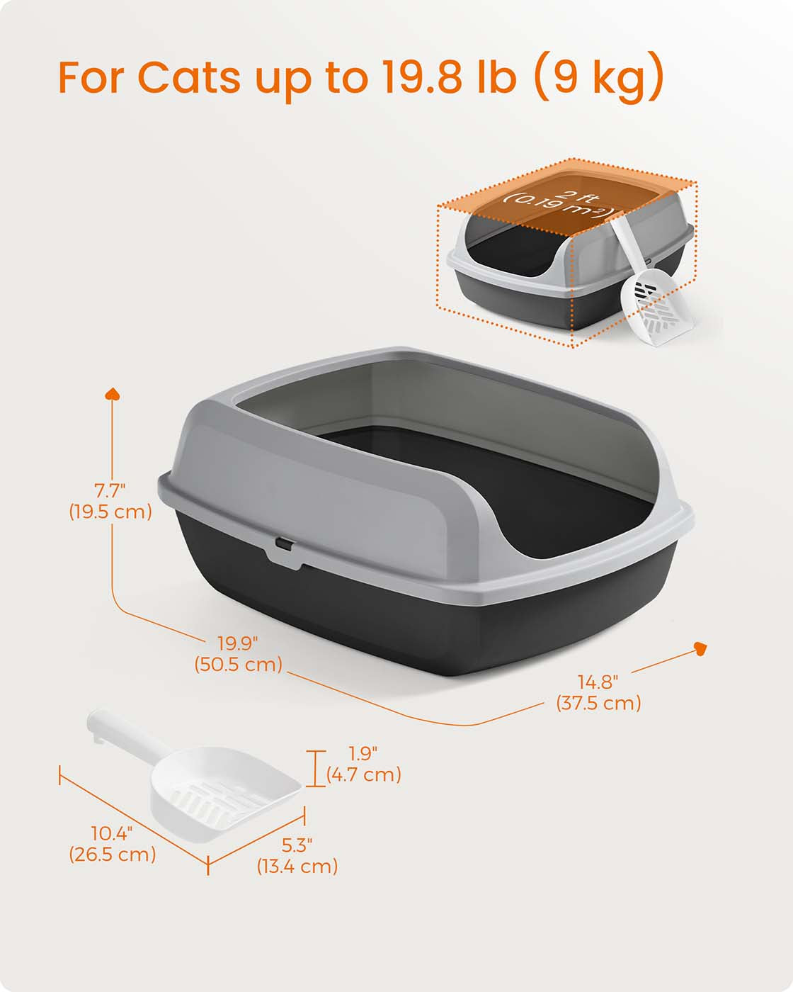 High sided open litter box with scoop for large cats and kittens - image 7