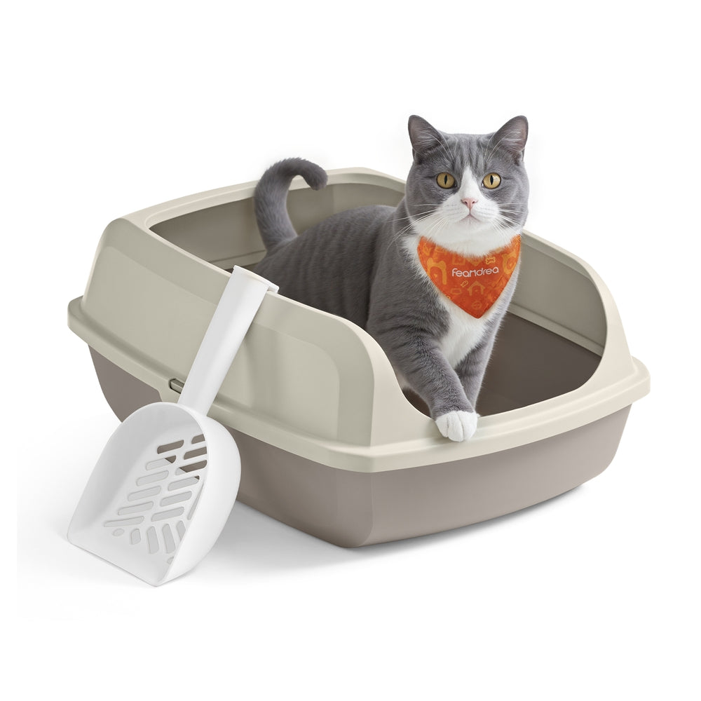 High sided open litter box with scoop for large cats and kittens - image 8