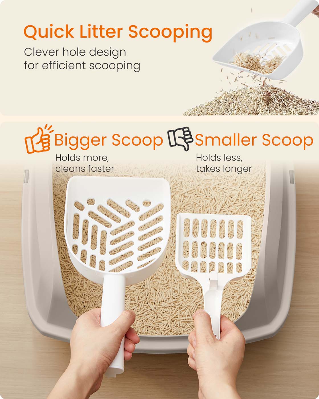 High sided open litter box with scoop for large cats and kittens - image 12