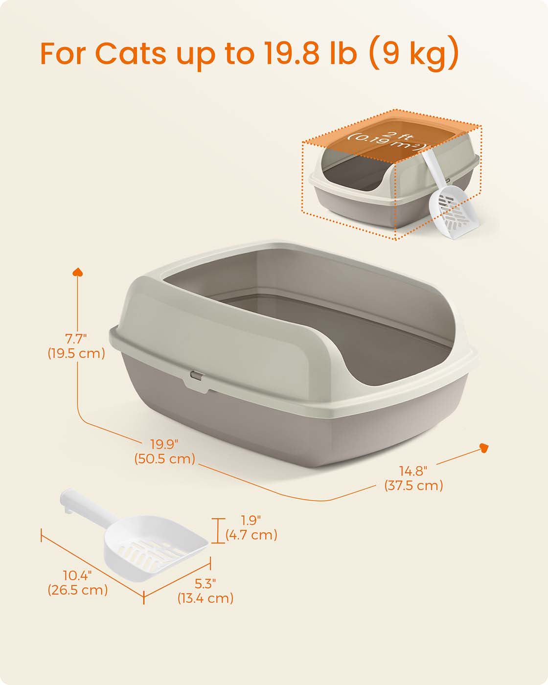 High sided open litter box with scoop for large cats and kittens - image 14