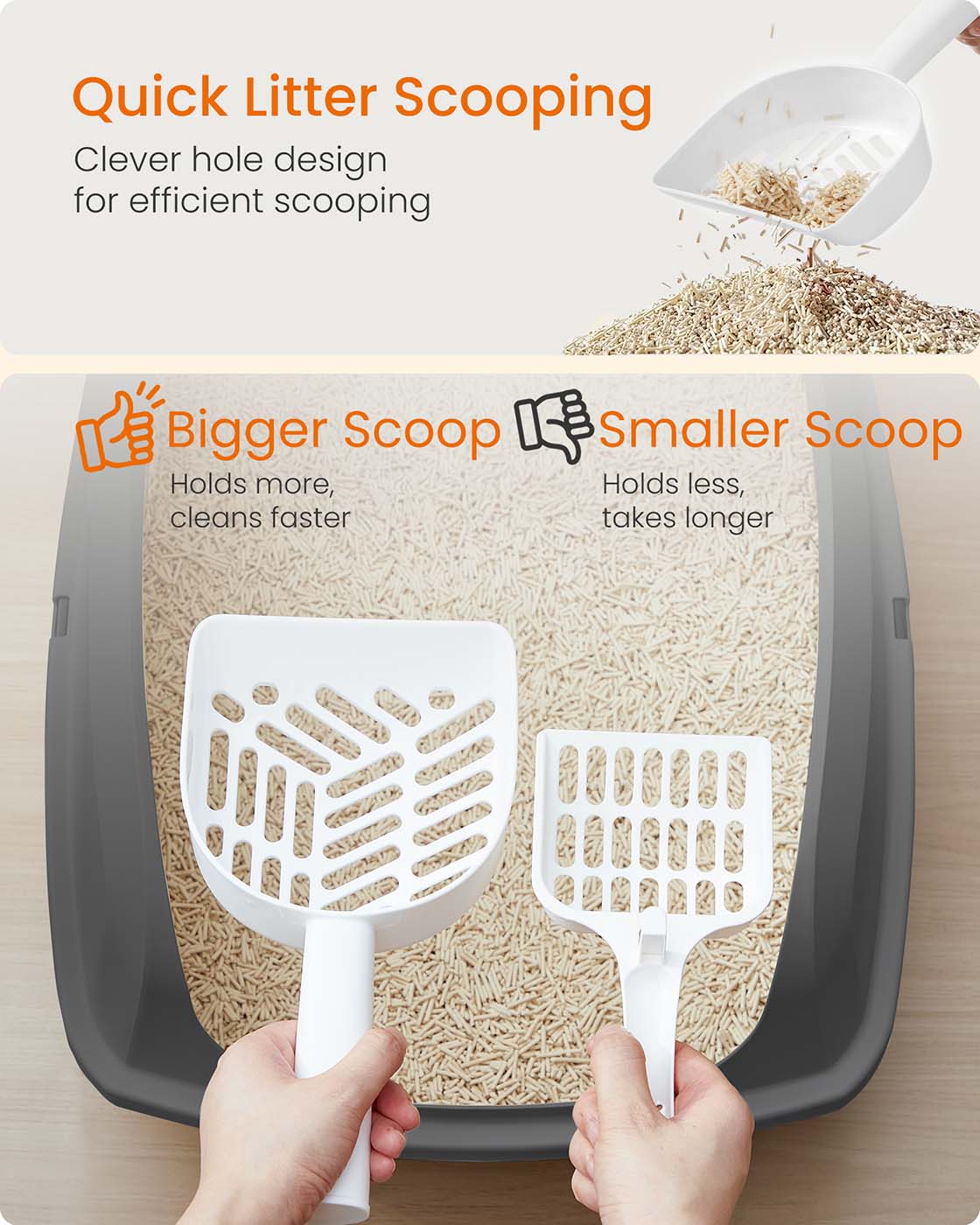 High sided open litter box with scoop for large cats and kittens - image 19