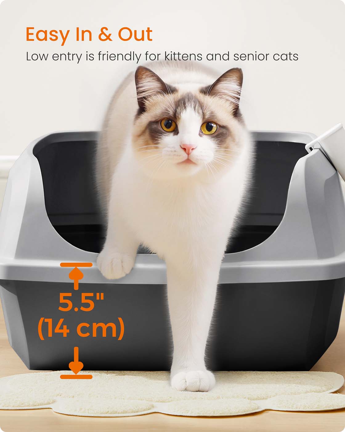High sided open litter box with scoop for large cats and kittens - image 20
