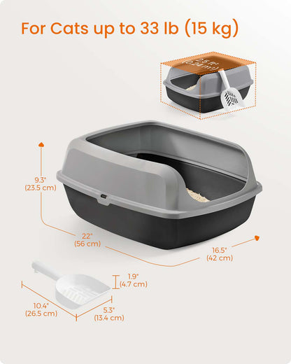 High sided open litter box with scoop for large cats and kittens - image 21