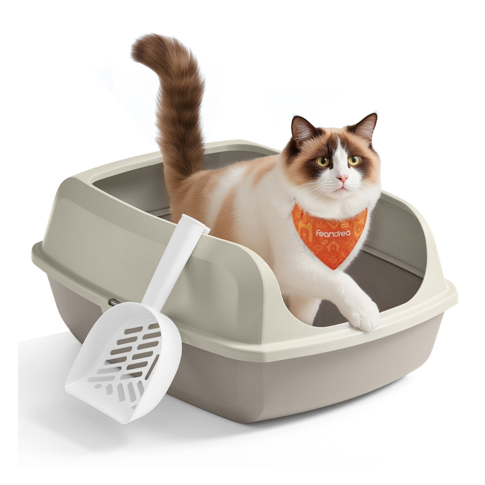 High sided open litter box with scoop for large cats and kittens - image 22