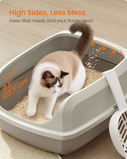High sided open litter box with scoop for large cats and kittens - image 3