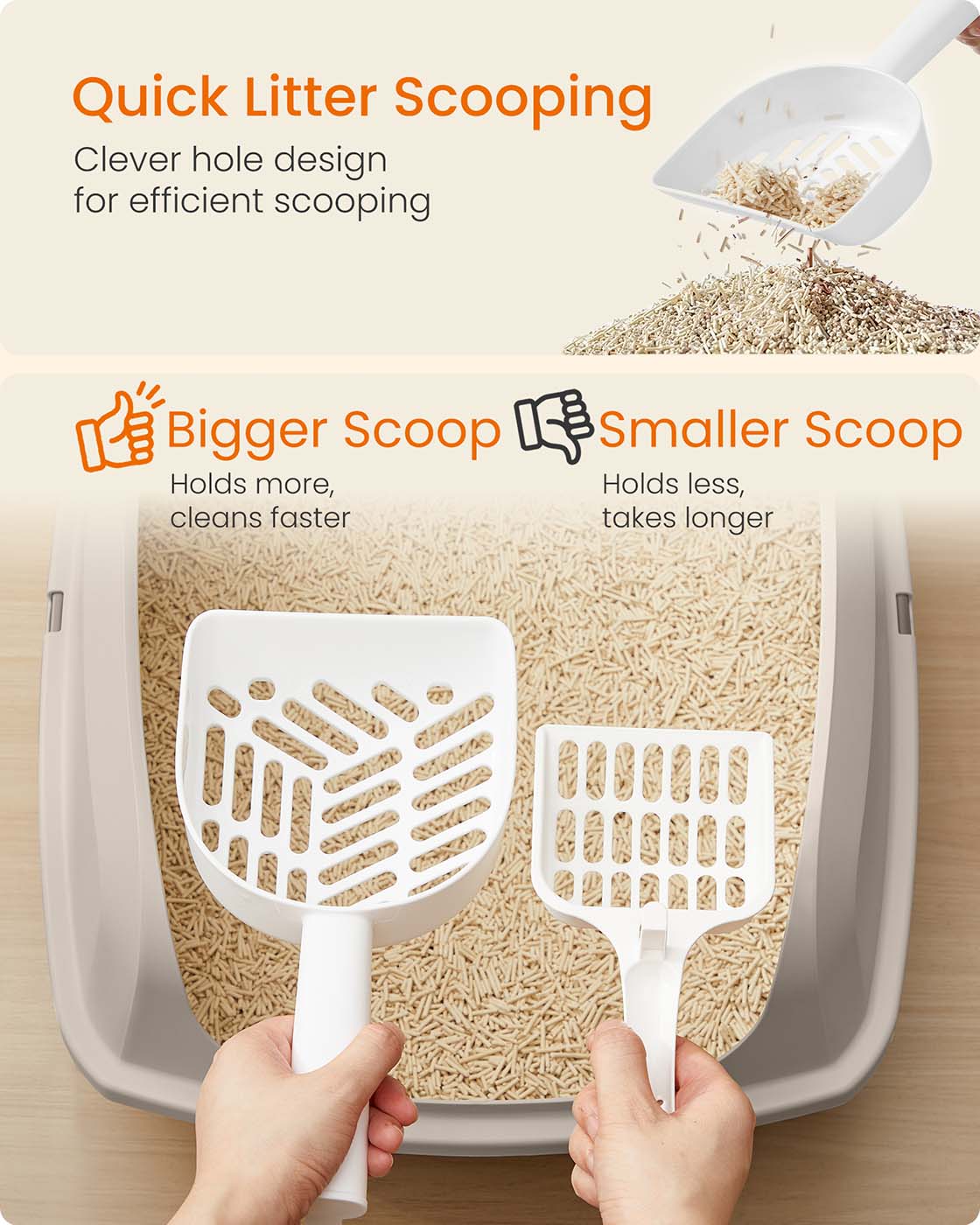 High sided open litter box with scoop for large cats and kittens - image 5